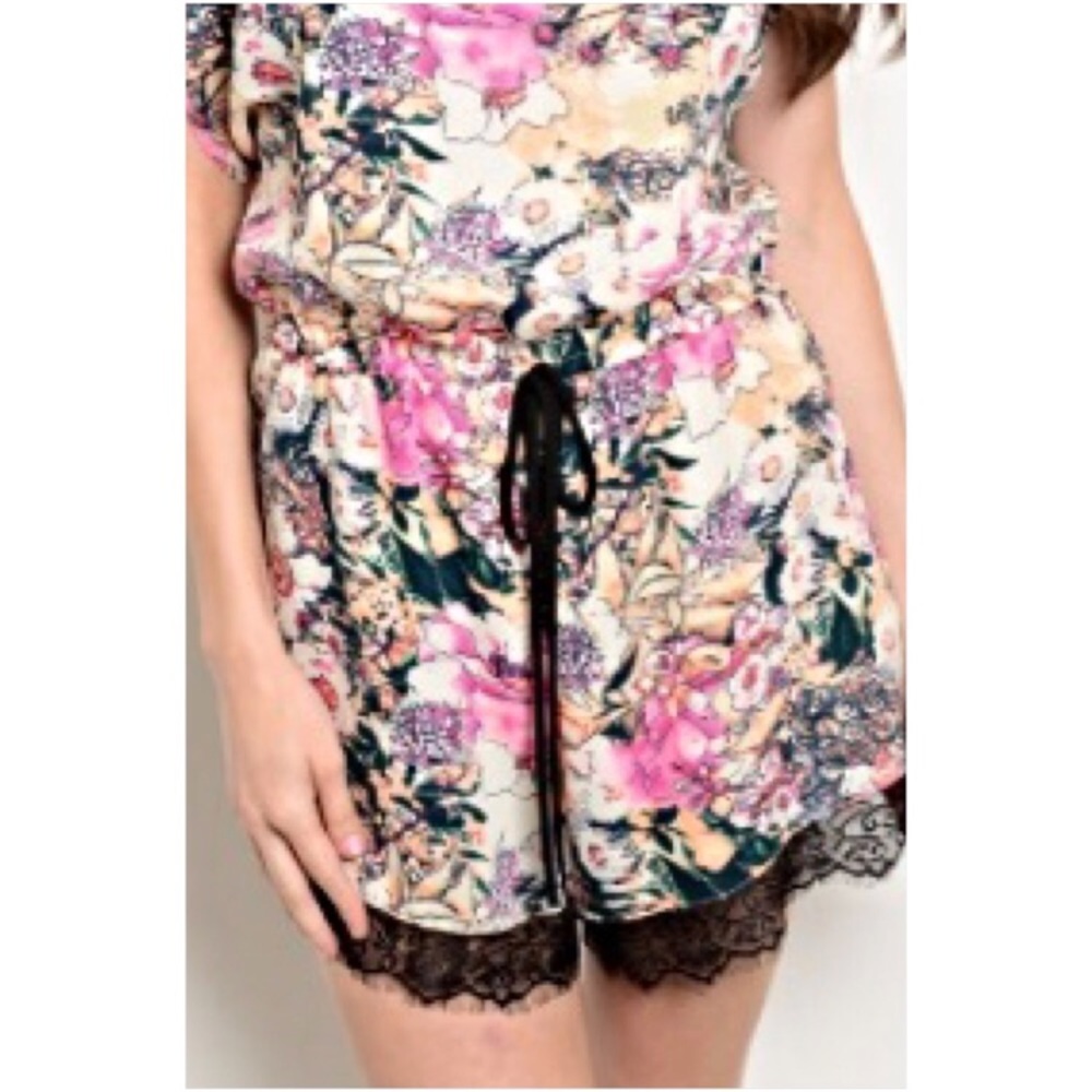 Sexy Soft Silky Chic Floral Lace Romper S/M - Picture 6 of 8